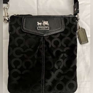 Coach Crossbody Bag - Black with Silver Hardware and Violet Lining